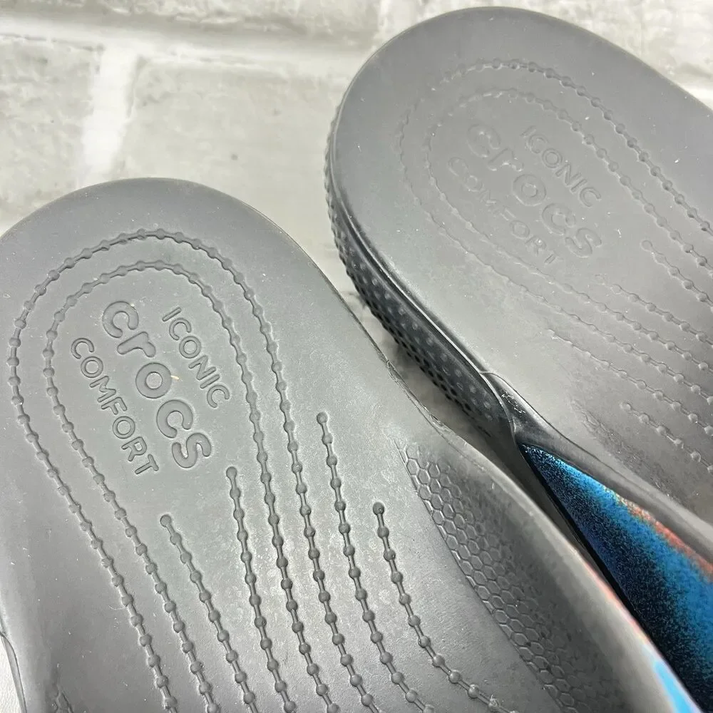 Crocs Unisex Classic Rainbow Pride Two Strap Slide Sandals Men 9 /Women 11